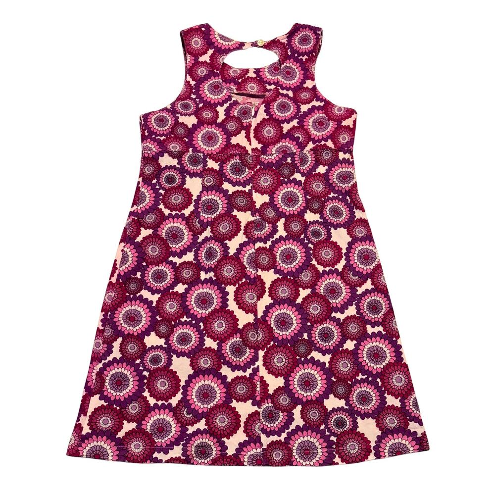 Vintage Retro Mod Floral Aaiva Girls Long A-Line Dress 10 Pink Purple - Picture 2 of 5
